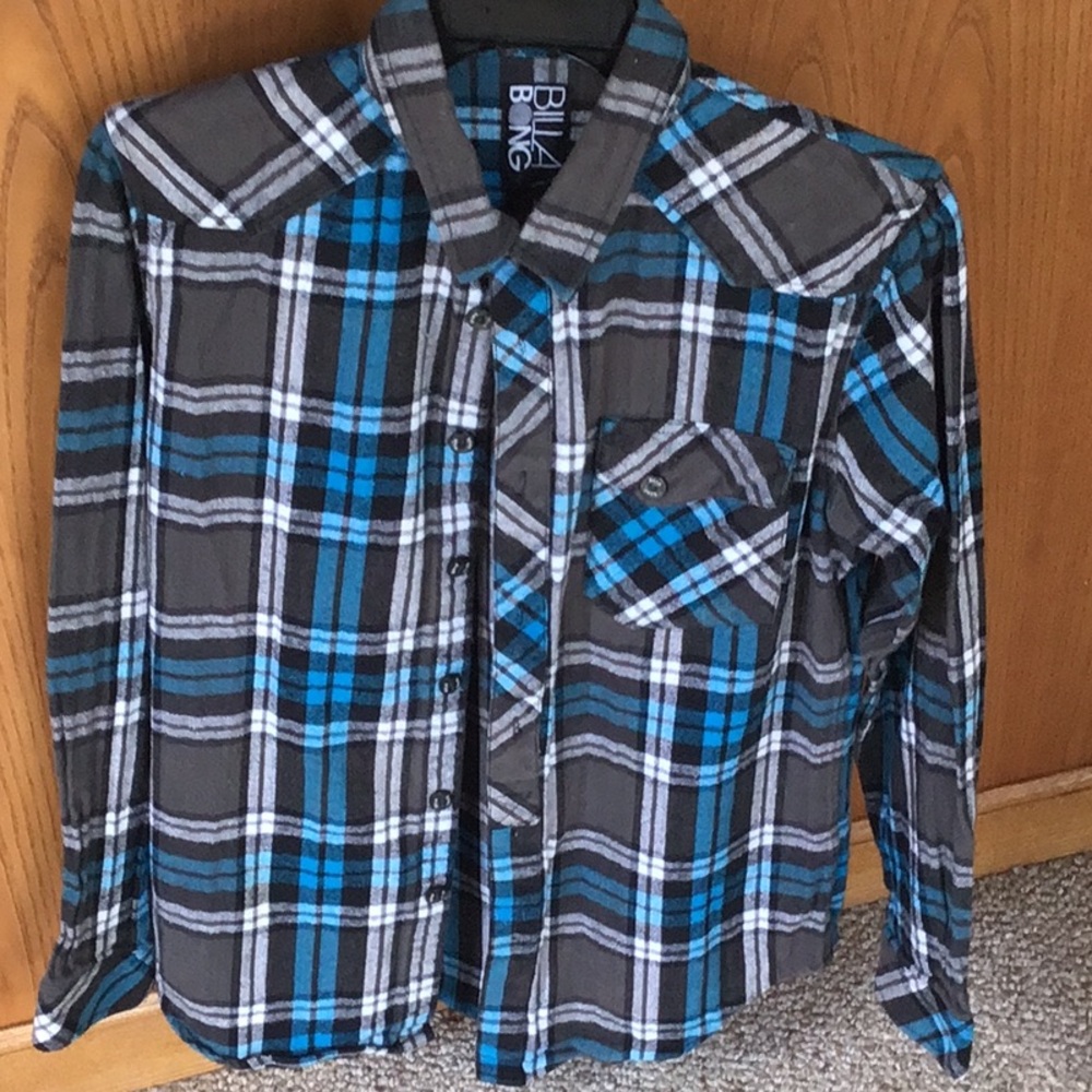 Billabong Blue and Gray Casual Button Down Shirt